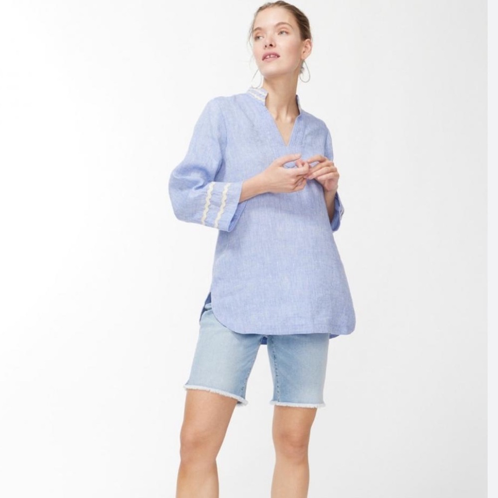 NWOT | Chico’s Embroidered Linen Tunic | Blue Veil - Picture 10 of 11